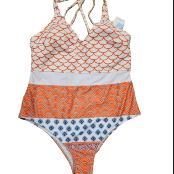 Cupshe Other - Orange and White One-piece Swimsuit NWT